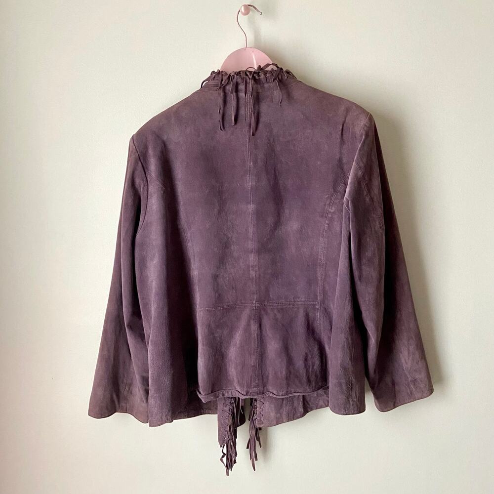 Dialogue Vintage Purple Suede Fringe Jacket - Picture 5 of 8